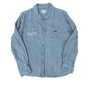 OBEY Organic Plaid Button Down Shirt Blue White Check Medium